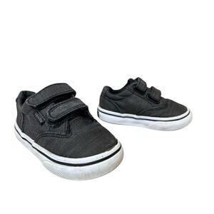 Vans TB4R Black Canvas Hook & Loop Low Top Sneakers Shoes 5 Toddler Skater